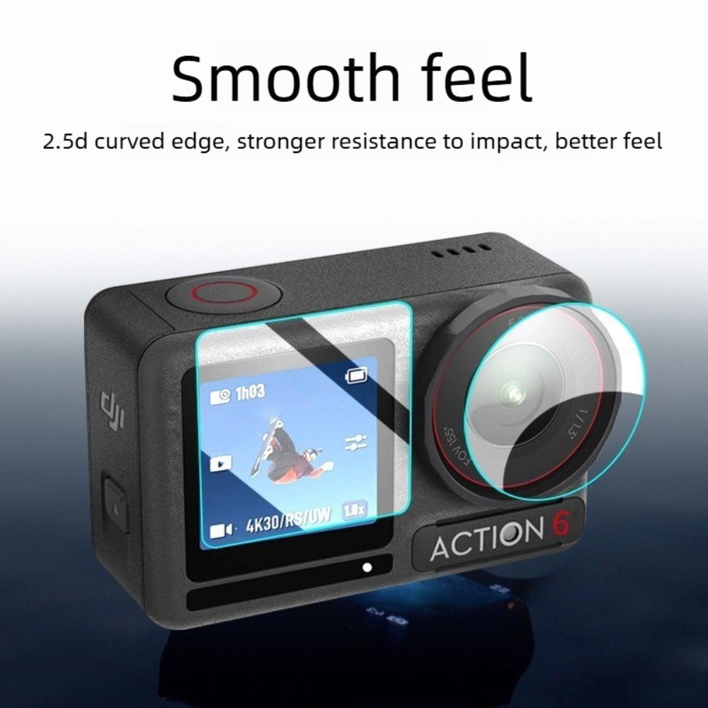 For DJI OSMO Action6 High Definition Tempered Glass Camera Screen Film AR+AF Anti-Collision Bubble-Free 9H Hardness Screen Cover