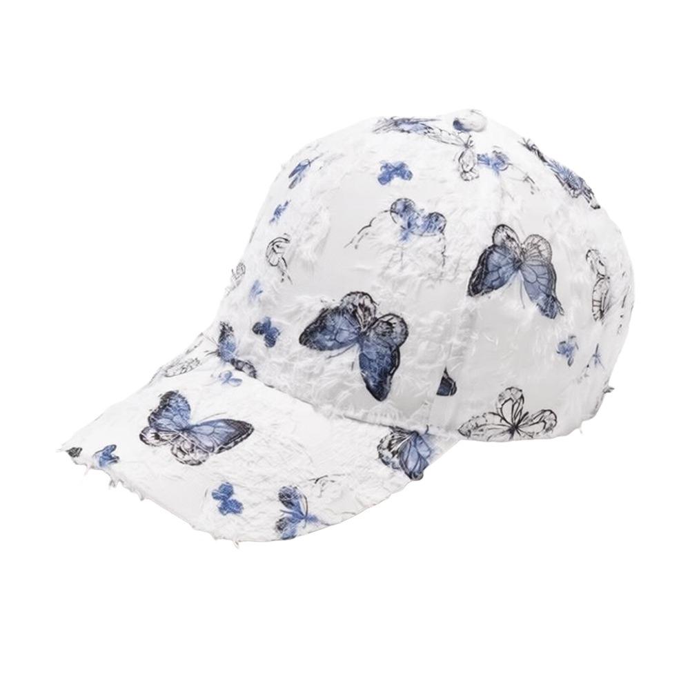 Neue Bestickte Schmetterling Baseballkappe Vielseitig Elegant Koreanischer Stil Baseballkappe Sonnenschutz Atmungsaktiv Damen Outdoor Kappe Outdoor white