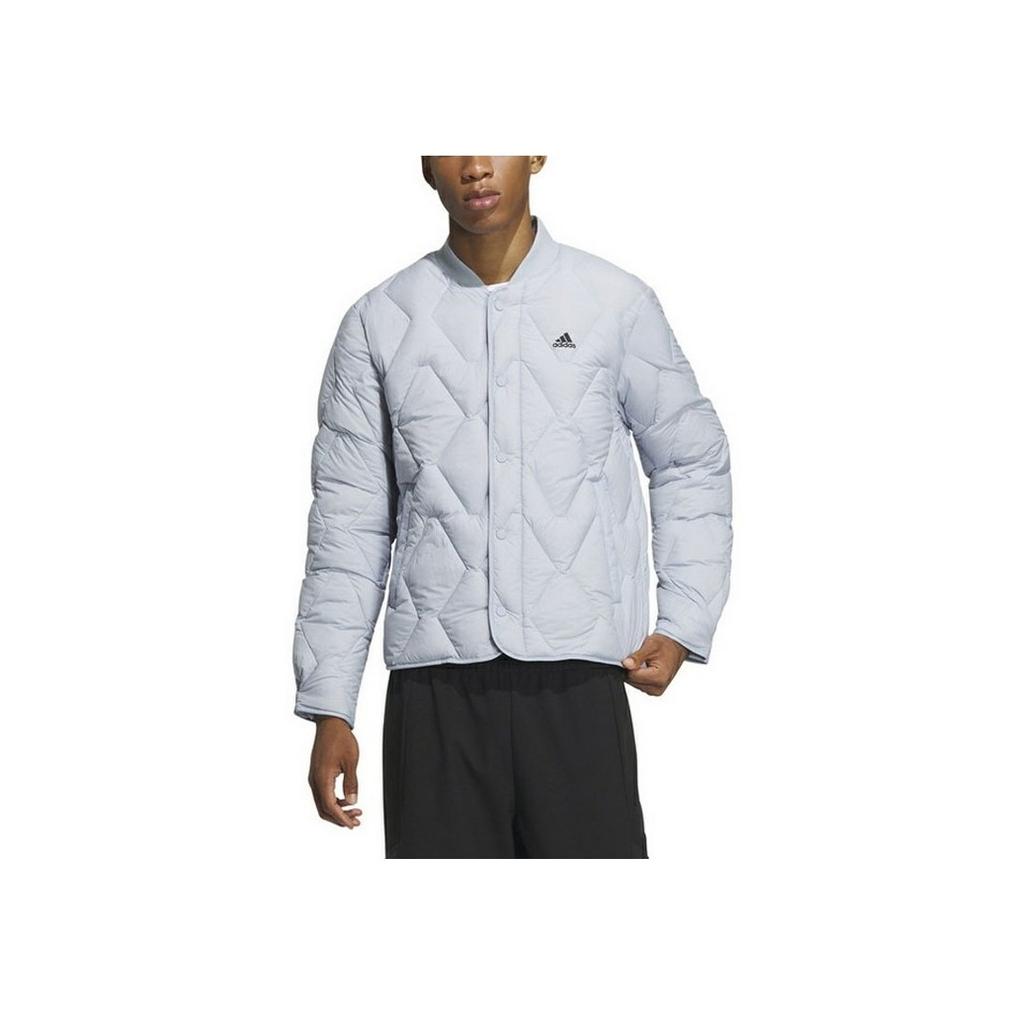 Adidas Lightweight Down Jacket With Pure Color Logo Men Outerwear Light-Grey IX7084