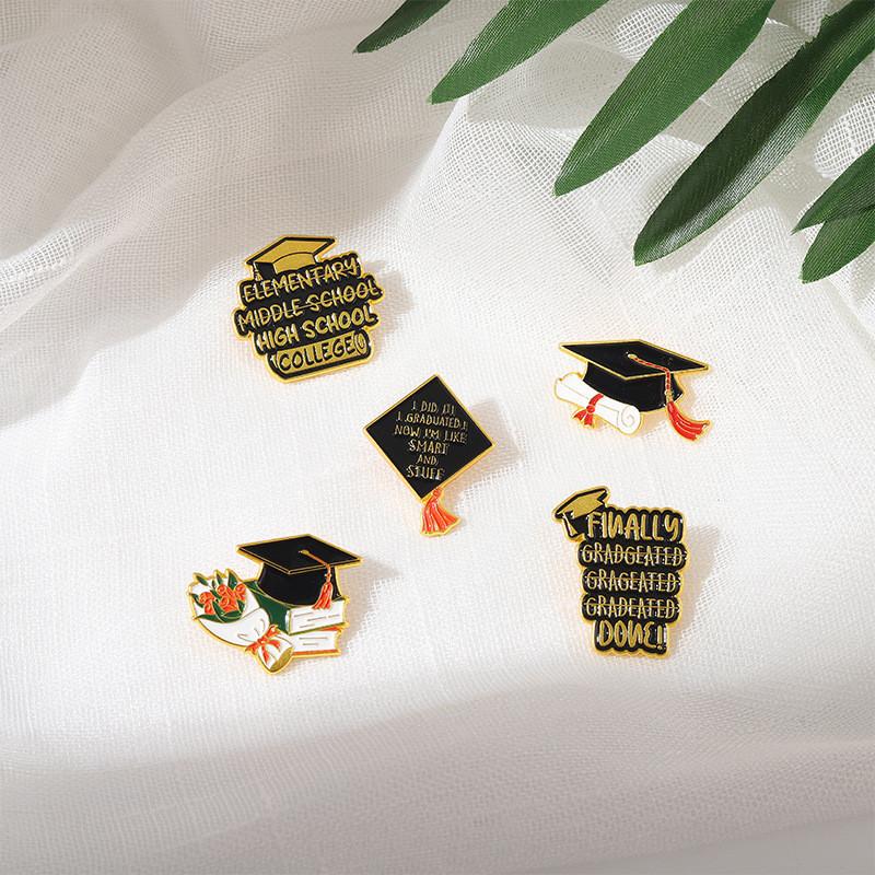 Elegant Unisex Graduation Brooch With Doctor Cap And Book Design Celebrating Knowledge
