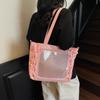 Ribbon woven large-capacity women's second-dimensional bag women's large-capacity soft-sided transparent pvc shoulder bag