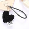 Cute Heart Shape Plush Wristlet Keychain Bag Pendant for Women Valentines Day Gift Coin Purse Backpack Bag Charm Gift