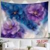 1pc Tapestry Dreamy Blue And Purple Floral Art Tapestry, Elegant Blossoms with Golden Accents, Soft Watercolor Style, Perfect for Modern Home Decor
