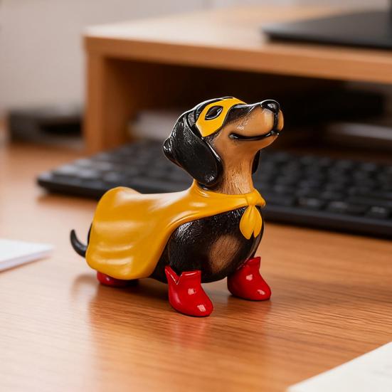 Hero Inspired Dachshund Ornament Yellow Cloak Red Boots Sausage Dog