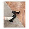 Cowhide~ 7cm Thick-heeled British Leather One-pedal Lazy Women's High-heeled Small Leather Shoes