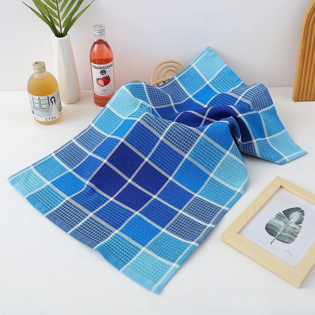 4pcs Household Kitchen Waffle Cleaning Cloths, Polyester Cotton Cleaning Grid Cleaning Cloths