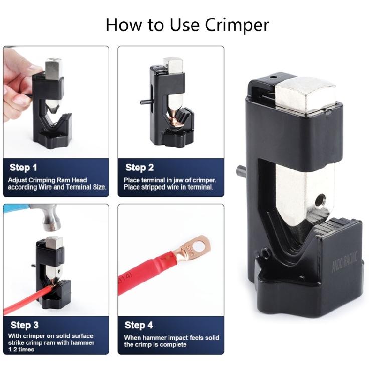 Hammer Lug Crimper Tool Electrician Wire Battery Terminals Crimping Plier