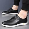 Fashion Popular Mens Casual Leather Shoes with Hollow Ventilation Holes Comfortable Low-cut Non-slip and Wear-resistant Men Leather Shoe