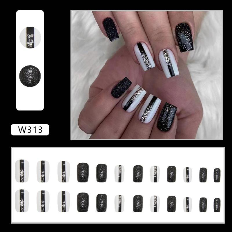 European And American Nail Art Pieces, Sweet And Cool Wind Nails, Matte Texture, Comic Style White, Long Ballet Wearing Nail