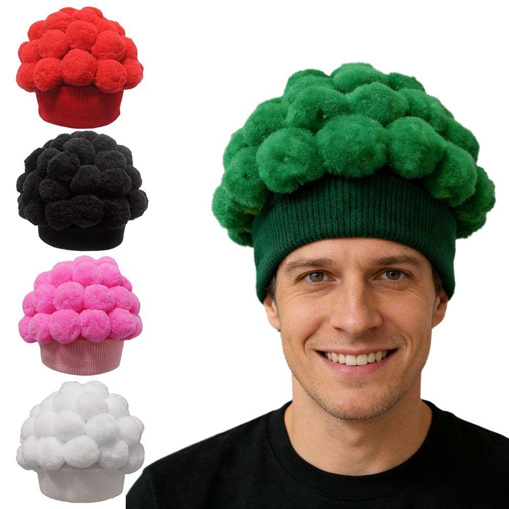 Knitted Vegetable Beanie Cap Warm Lining Novelty Headgear Cute Broccoli Hat Cosplay Events