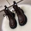Short Boots, Platform Women's Autumn and Winter Soft-soled Single Boots, New British-style Martin Boots, European Station Versatile, 2025 Fleece Fash