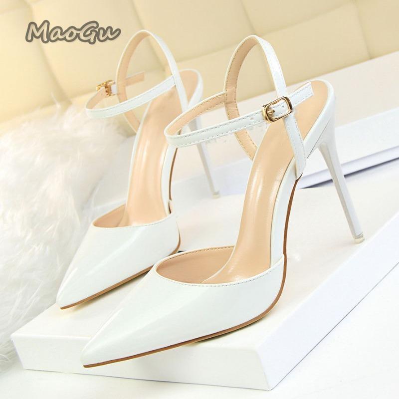 Fashion Fashion Sandals Women 2025 Patent Leather High Heels Women Sandals Summer Heeled Sandals Pointed Toe Women Pumps Sandale Femme