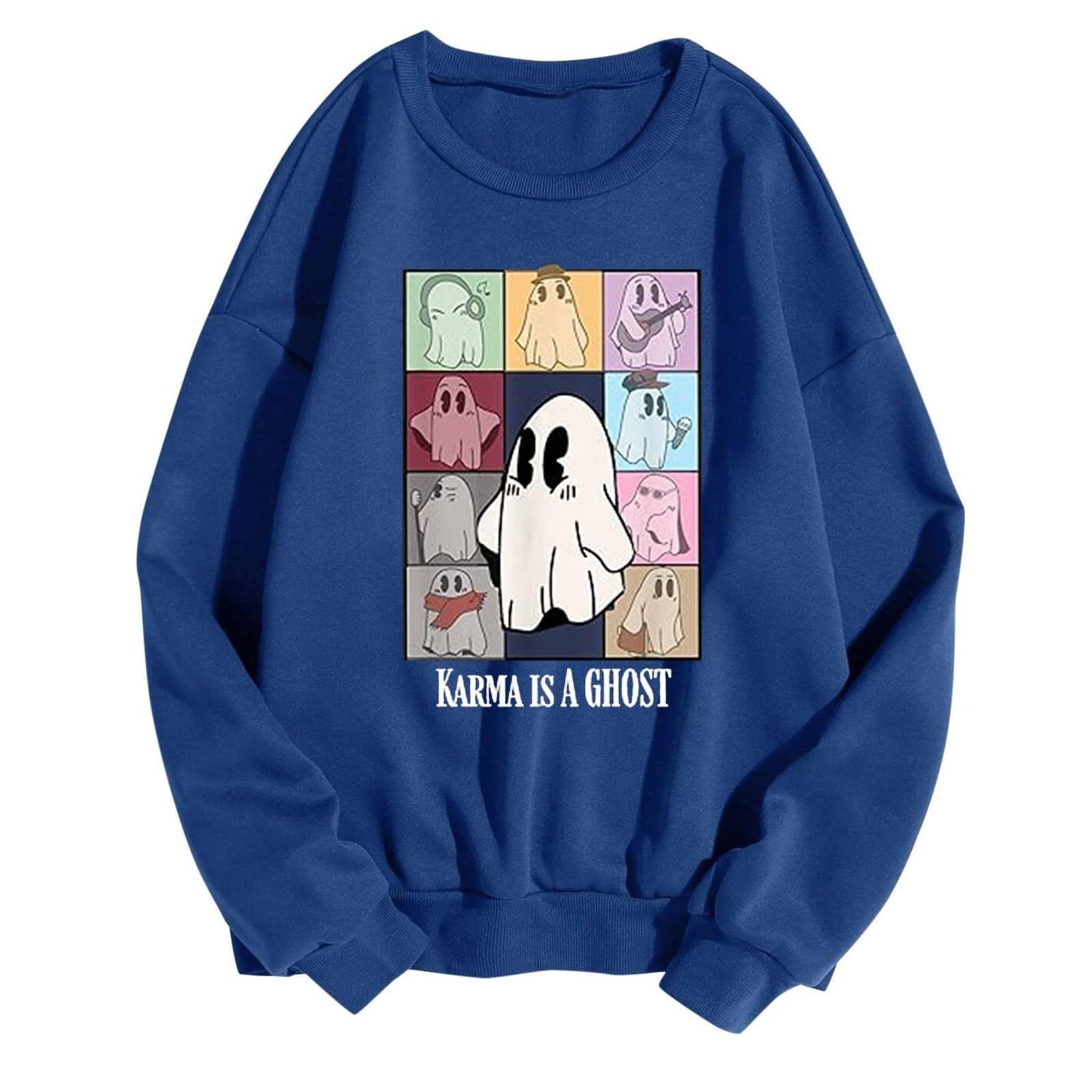 

Жіночі топи з круглим вирізом і принтом, бавовняні повсякденні модні пуловери з довгими рукавами, верхня блузка XXL Темно-синій