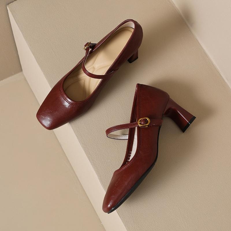 Scarpe Mary Jane Donna con Tacco Spesso Stile Streetwear Scarpe da Lavoro Basse Essenziali Scarpe con Tacco Quadrato Eleganti da Donna per Feste