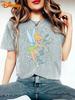 MINISO Disney Campanellino Alice nel Paese delle Meraviglie Maglietta Vintage Uomo Donna Magliette Manica Corta Oversize Top Coppia Streetwear Casual