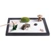 Zenes Garden Set for Desk with Rakes,Sand,Round Base,Miniature Pagoda Figure,Small Bridge Japanese Zenes Sand Garden