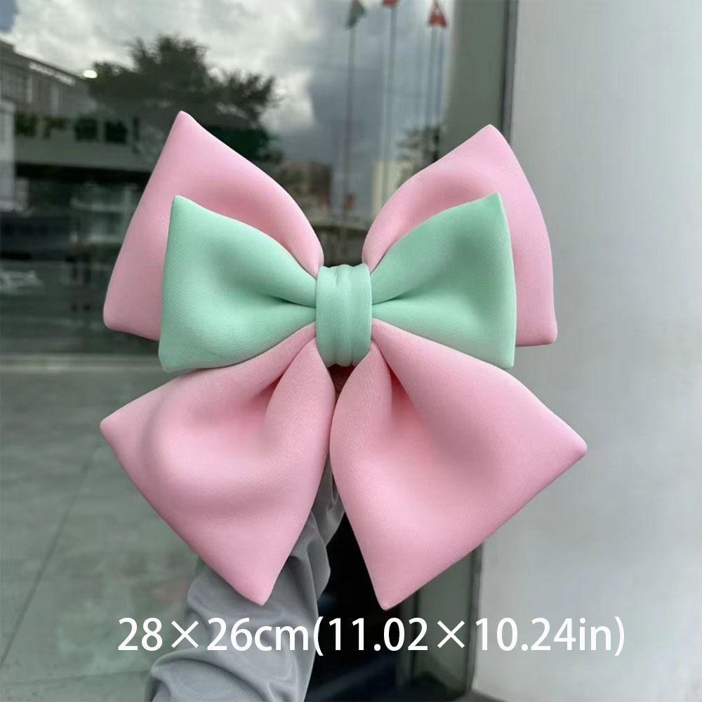 Cute Dual-color Bow Bowknot Helmet Accessories Nylon Suction Cup Car Body Decoration Electric Vehicle Accessories Women