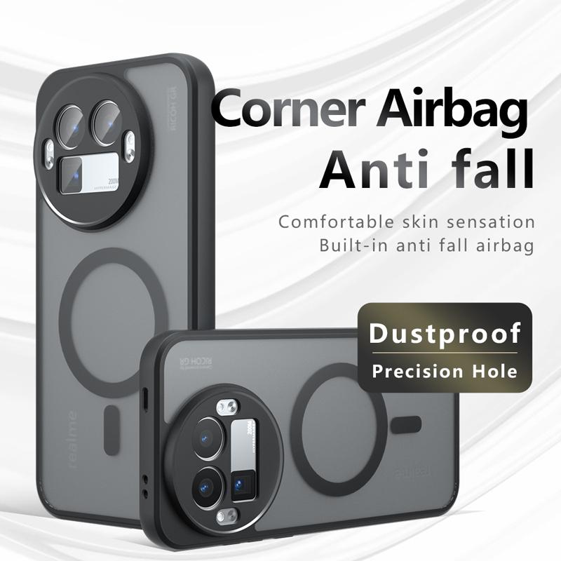 For Realme GT 8 Pro Case Shockproof Magnetic Matte PC+TPU Anti-fingerprint Translucent Cover for Realme GT 8 Pro