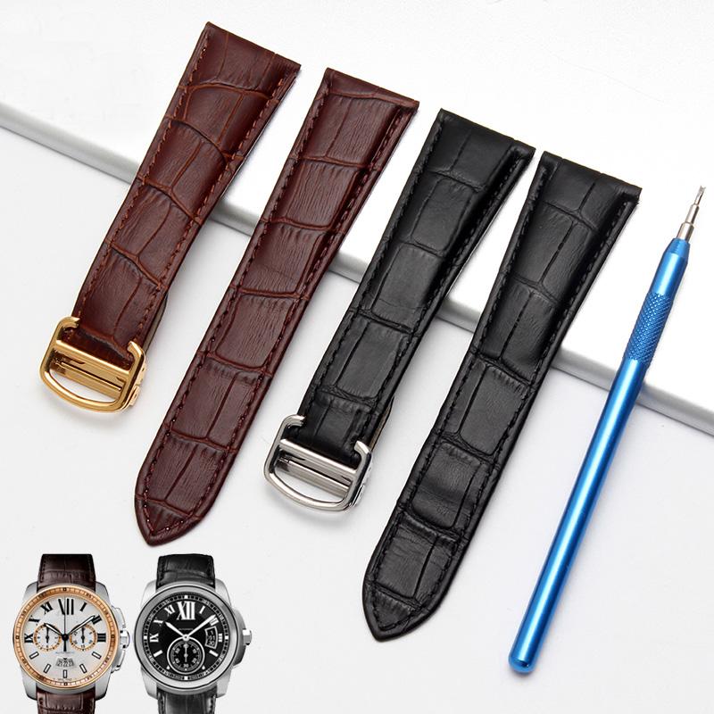 Uhrenarmband für Cartier Tank Echtes Leder Uhrenarmband Herren Claire Ledergürtel London Solo Mechanische Uhr Zubehör 25mm