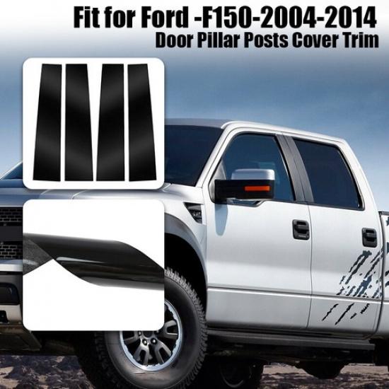 4x Car Door Trim B Pillar Posts Covers For Ford F150 F-150 2004-2014 Gloss Black