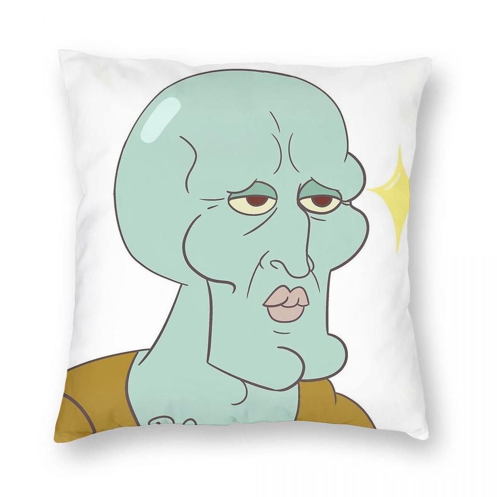 Handsome Squidward Square Pillowcase Polyester Linen Velvet Creative Zip Decor Pillow Case Sofa Cushion Case 18