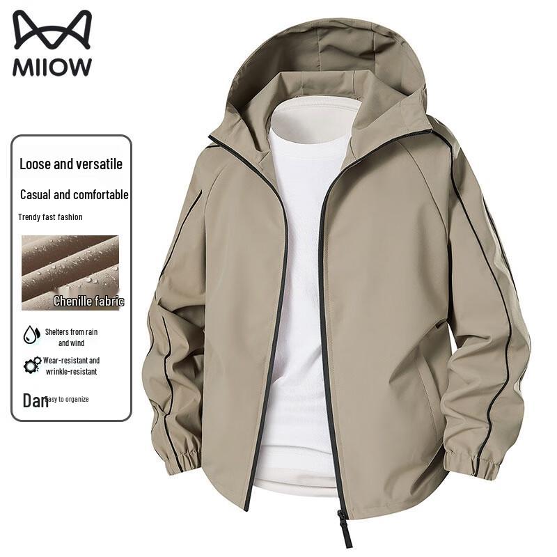 MiiOW Men s Hooded Windproof Jacket 4XL