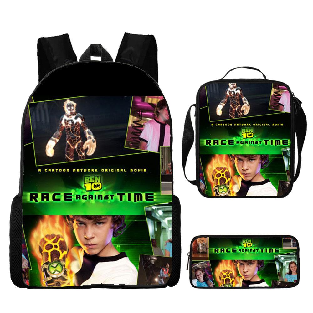 Less Hacker Backpack Ben 10 Student School Bag Anime Cartoon Backpack Lunch Bag Satchel Pencil Case