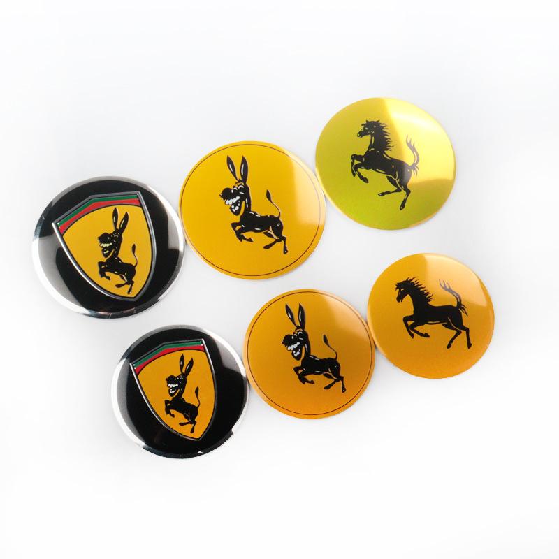 4Pc 56mm/60mm/65mm Ferrari Donkey Badge Emblem Car Wheel Hub Center Caps Rim Cover Stickers For Ferrari Horse Donkey Accessories JQ1