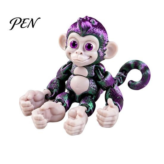 Small Collectible Monkey Figures 3D Printed Articulated Fidget Toy, Movable Joints Animal Toy Stress Relief Sensory Toys for Kids Adults, Creative