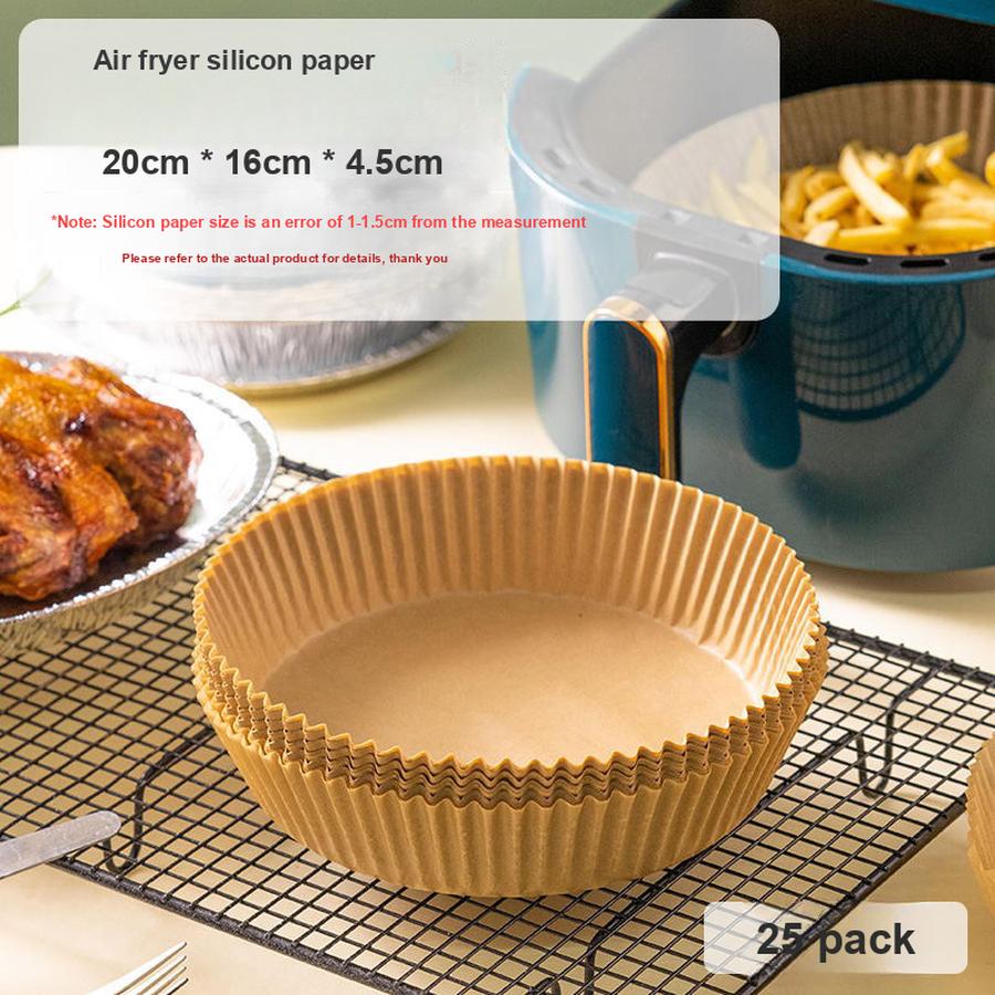 Air Fryer Paper Pad, Food Grade Oil Absorbent Paper, Round Tin Foil for Baking, BBQ Silicone Paper, Non-Stick Liner
