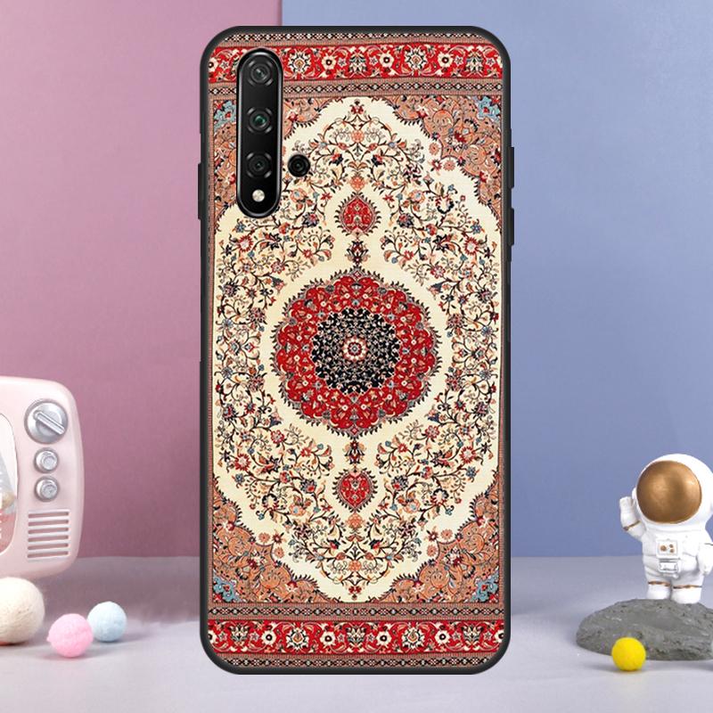 Persian Carpet Floral Pattern For Huawei Nova 12i 12s 11i 8i 7i 9 10 SE Y60 Y61 Y70 Y72 Y73 Y90 Y91 P20 P30 P40 Lite Case