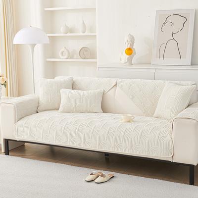 Crystal Velvet Sofa Cushion Thickened Embroidered Sofa Cushion Cover Modern Simple Solid Color Anti-Slip Cover Cloth Sofa Cover