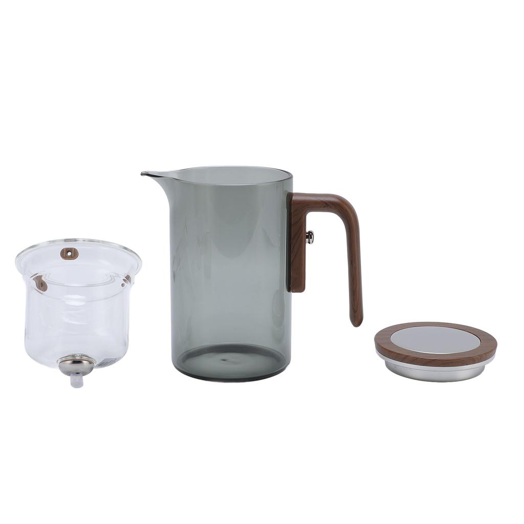 Magnetic Glass Teapot High Borosilicate Glass Water Separation Press Control Tea Pot with Wooden Handle