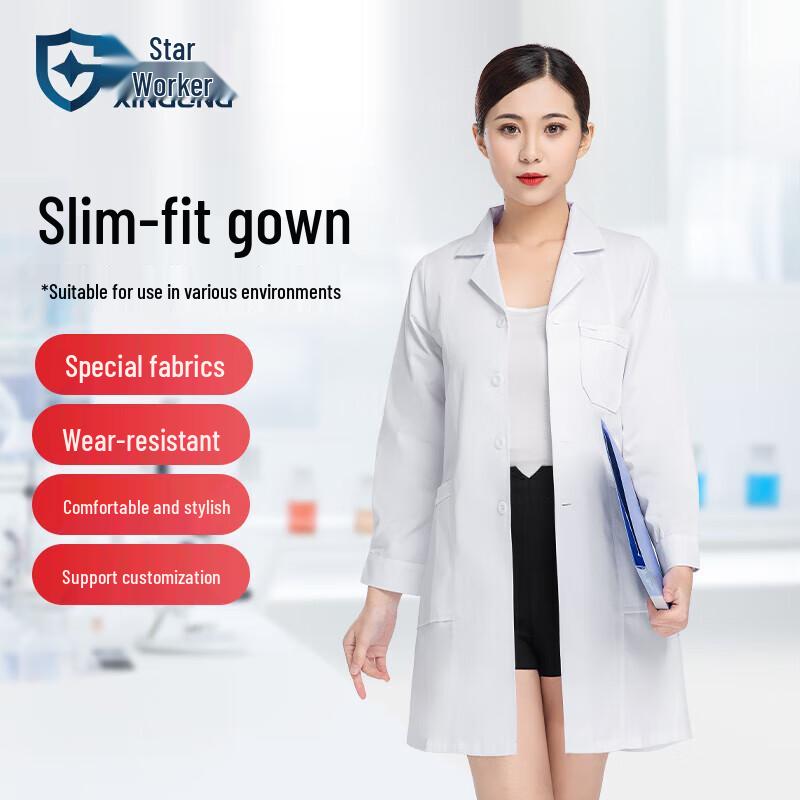 Xinggong Women s Long-Sleeve White Lab Coat