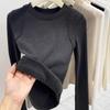 Women's Slim Fit Brushed Cotton Fleece Long Sleeve Base Layer Top for Autumn/Winter