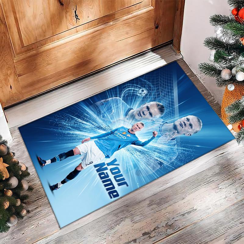Erling Haaland Printed Crystal Velvet Rug Non‑Slip Crystal Velvet Carpet For Sofa Bedroom Indoor Home Decoration