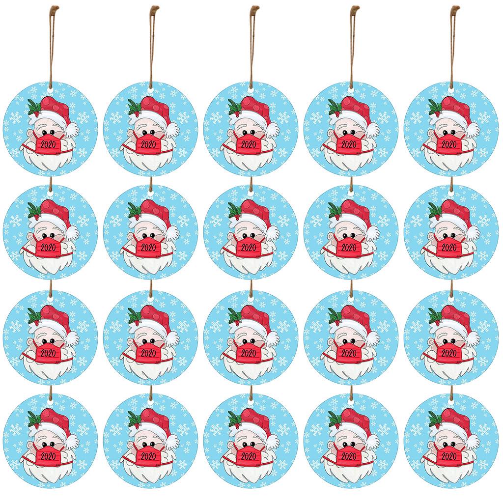 30PC 2020 Christmas Ornament Santa Wearing A Face Mask Decorate Christmas Tree