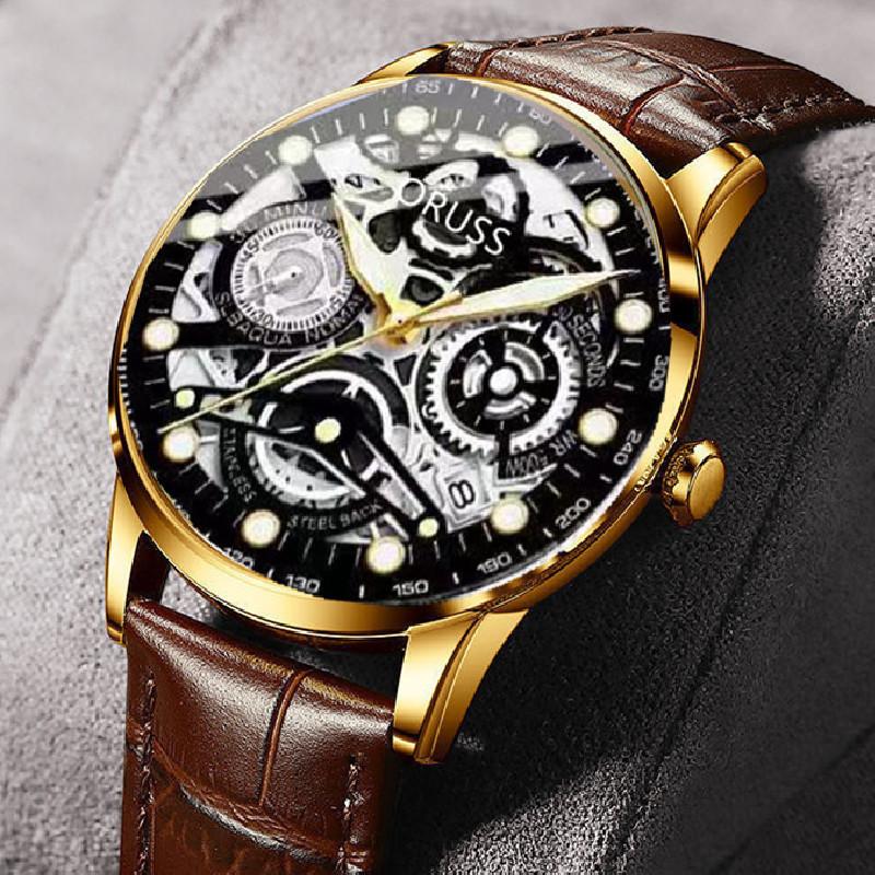 ORUSS Uhren Herren Vollskelett Uhrwerk Automatik Wasserdicht Leuchtend Quarz Atmosphärisch Mode Herrenuhren