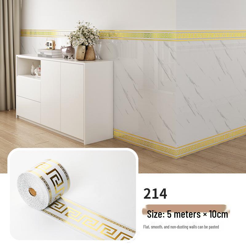 10cm X 5m Self-Adhesive Wall Sticker Roll: Tile Skirting Board & Corner Decoration