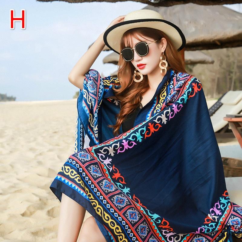 Summer Cotton and Linen Ethnic Wind Travel Scarf Holiday Sunscreen Scarf Big Shawl Female Beach Towel