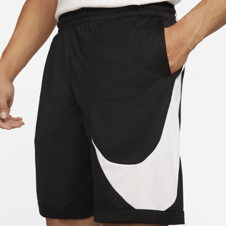 Nike Pantaloncini da Basket da Uomo con Stampa Logo Grande a Contrasto Fondi Nero DH6764-013