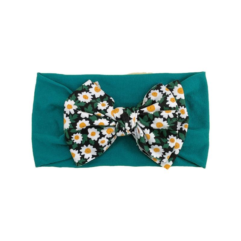 baby new children's hair accessories cute baby floral seamless wide headscarf nylon bow baby headband