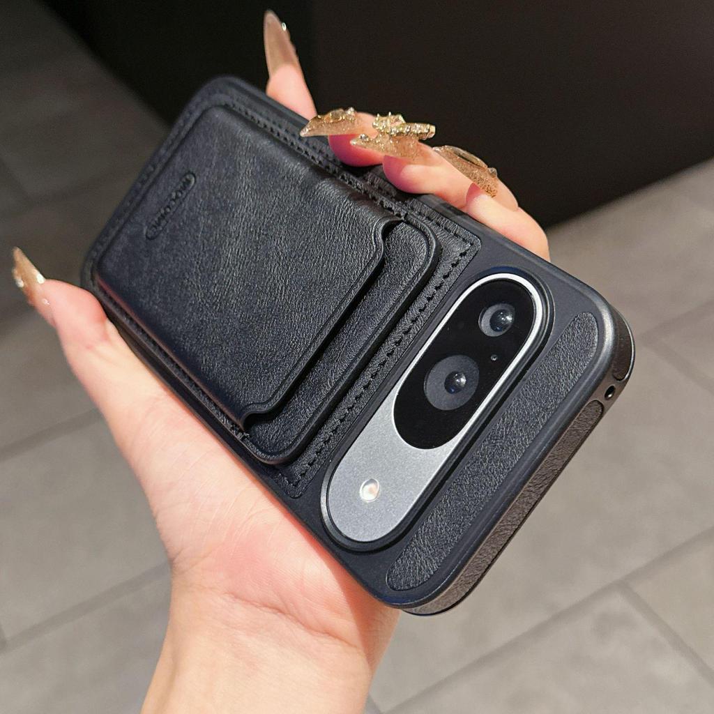 Google Pixel 10Pro XL Pindun Leather Case: Magnetic Card Holder with 9 Card Slots & Wireless Charging