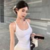 Student Girl's Slim-Fit Camisole Tank Top with Built-in Bra – Pure, Desirable Base Layer and Beautiful Back Design