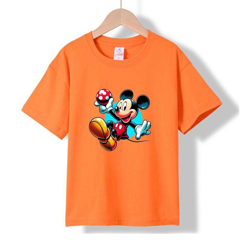 XH13 MINISO 2026 Summer New Printed Cotton Round Neck T-shirt for Children Aged 1-16, Boys and Girls