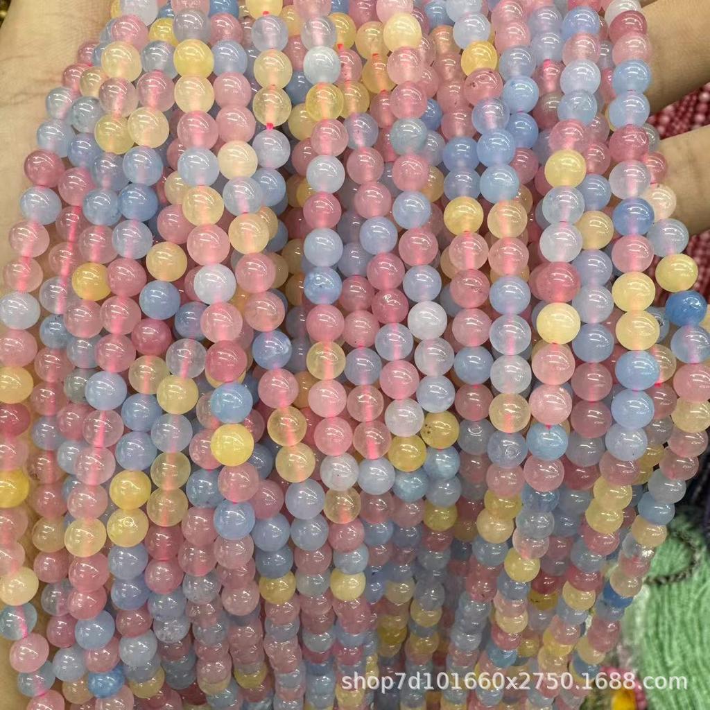 Natural Stone Morganite Transparent Round Beads for DIY Jewelry Accessories, Hot-Selling Semi-Finished Style.