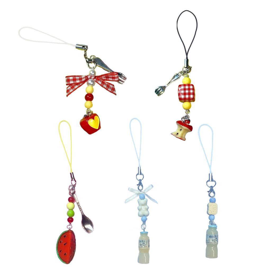 Fashion Phone Charm Bowknot Phone Pendant Stylish Card Chain Fruit Phone Pendant Bag Pendant Suitable for Phone Key Bag