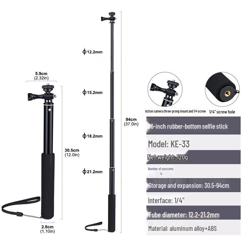 Telescopic Selfie Stick for Action Cameras: DJI Action5, Insta360, GoPro Accessories