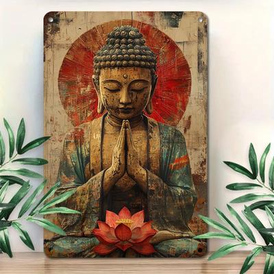 Vintage Buddha Metal Wall Art X Inch Aluminum Plaque Zen Decor for Peaceful Home Office Meditation