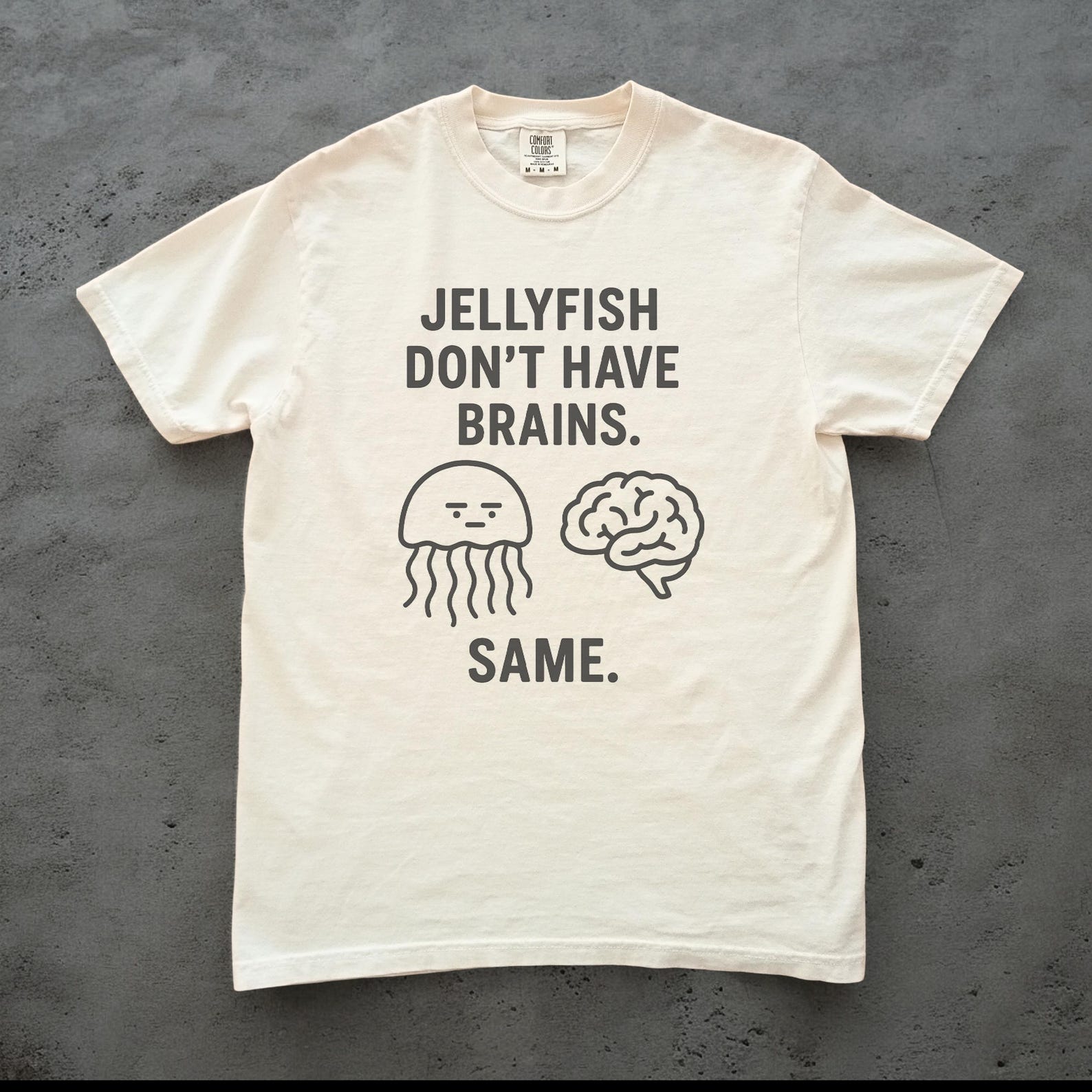 Nature Fact Jellyfish Shirt, Funny Ocean Animal Tee, Comfort Colors Unisex Jellyfish Shirt, Sarcastic Brain Humor Gift, Coastal Graphic Tee 2XL